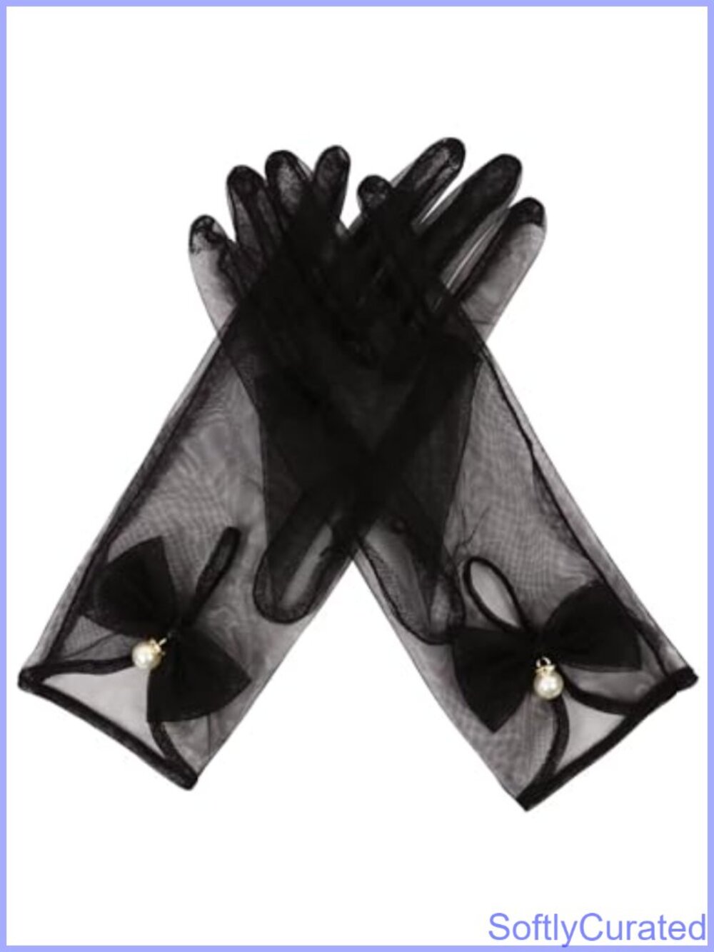 Sheer Mesh Tea Party Gloves Bow Short Tulle Wedding